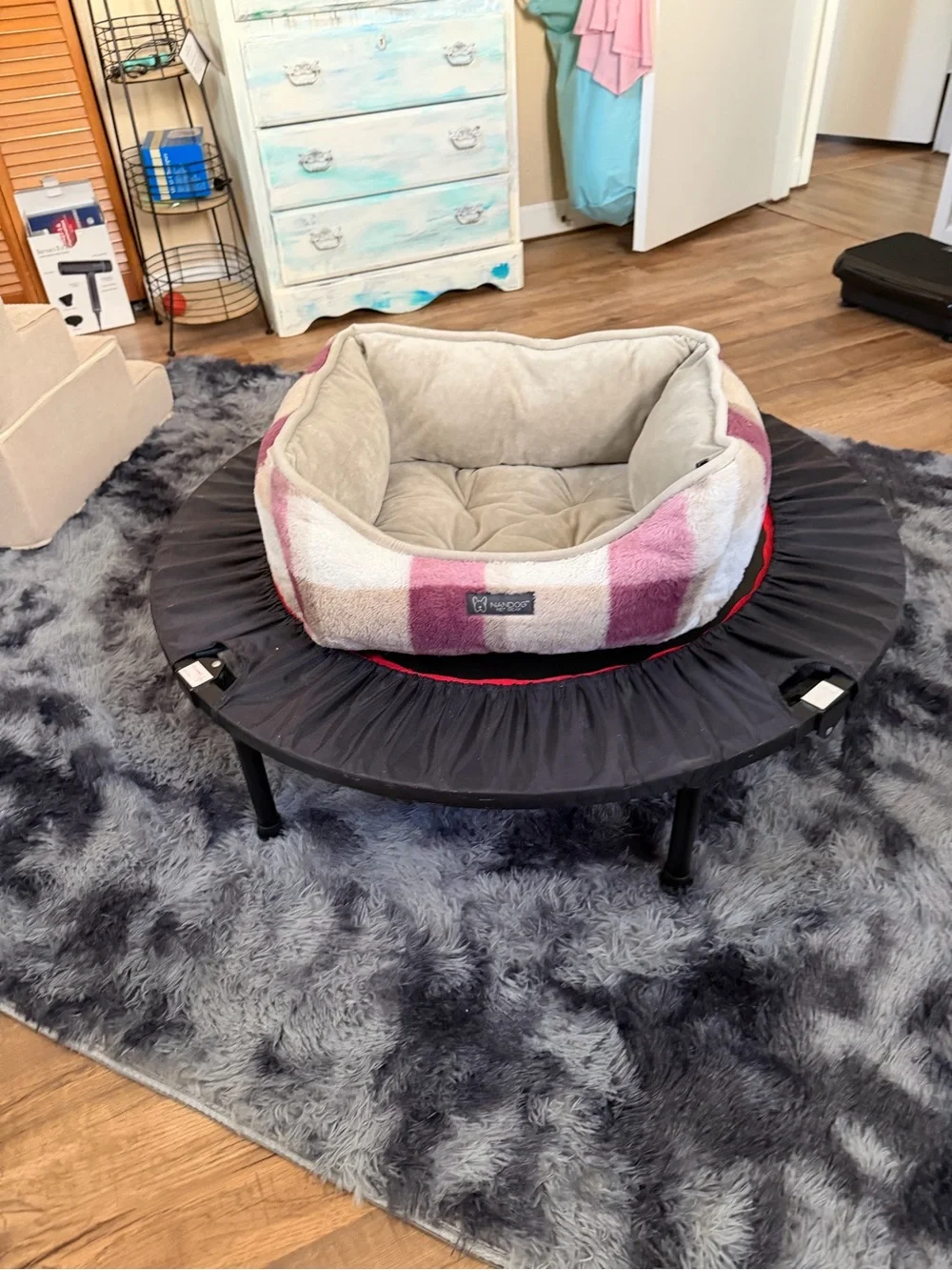 Cozy Plush Square Pet Bed in Pink and Cream